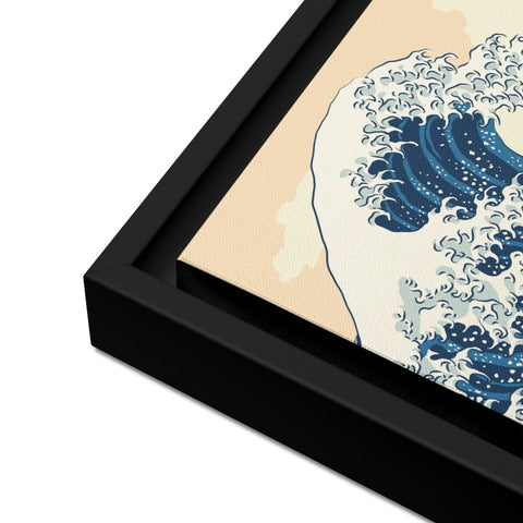 White The Great Wave Off Kanagawa Framed Canvas Canvas Devil