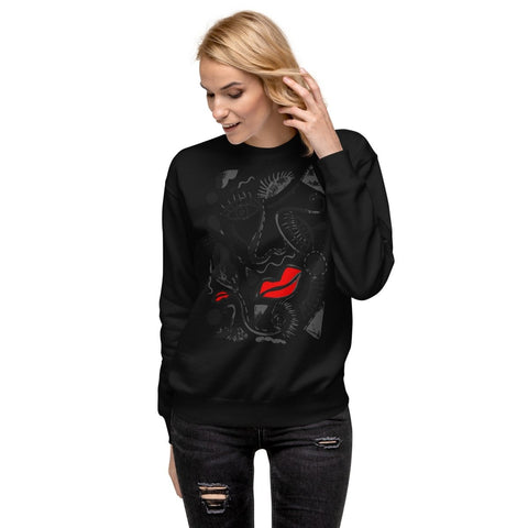 Black Abstract Face Art Unisex Premium Sweatshirt Cotton Heritage