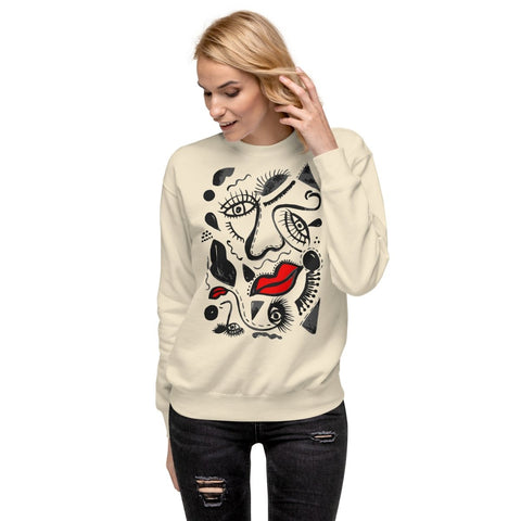 Bone Abstract Face Art Unisex Premium Sweatshirt Cotton Heritage