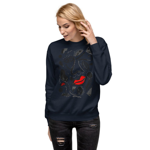 Navy Blazer Abstract Face Art Unisex Premium Sweatshirt Cotton Heritage