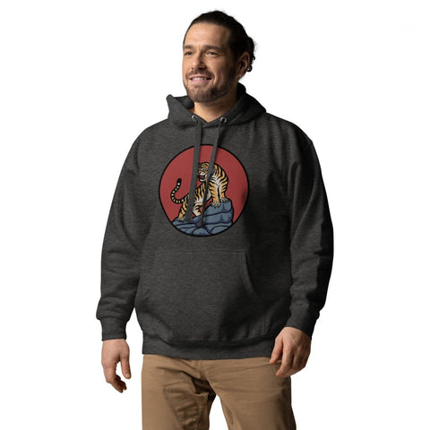 Charcoal Heather Asian Mountain Tiger Unisex Premium Hoodie Cotton Heritage