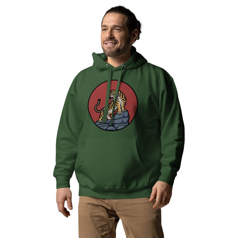 Forest Green Asian Mountain Tiger Unisex Premium Hoodie Cotton Heritage