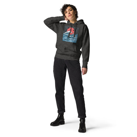 Charcoal Heather Big Wave Unisex Premium Hoodie Cotton Heritage