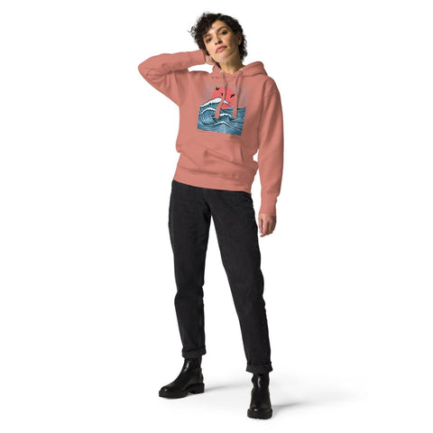 Dusty Rose Big Wave Unisex Premium Hoodie Cotton Heritage