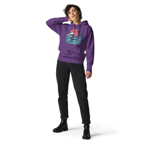 Purple Big Wave Unisex Premium Hoodie Cotton Heritage