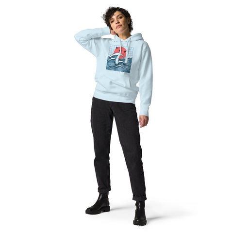 Sky Blue Big Wave Unisex Premium Hoodie Cotton Heritage