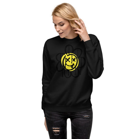 Black Flower Face Emoji Unisex Premium Sweatshirt Cotton Heritage