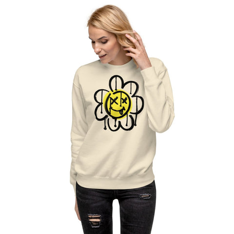 Bone Flower Face Emoji Unisex Premium Sweatshirt Cotton Heritage