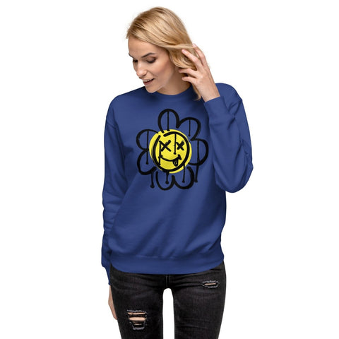 Team Royal Flower Face Emoji Unisex Premium Sweatshirt Cotton Heritage