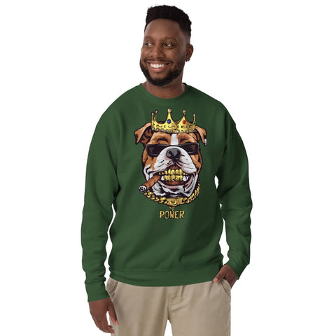 Forest Green King Bulldog Unisex Premium Sweatshirt Cotton Heritage