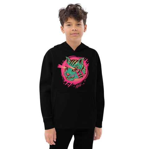 Black Mazestic Cat Kids Fleece Hoodie Cotton Heritage