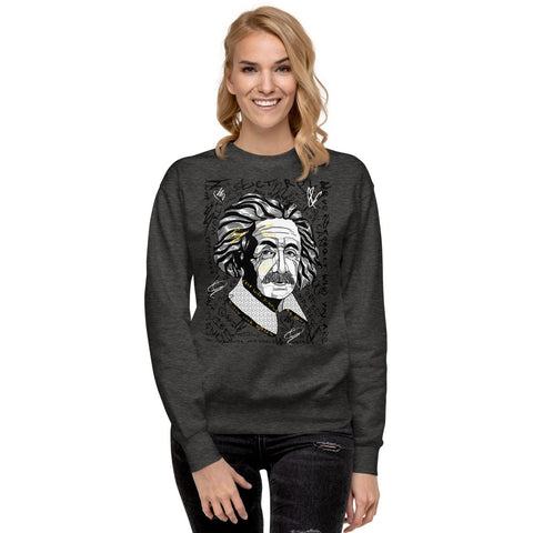 Charcoal Heather Modern Einstein Unisex Premium Sweatshirt Cotton Heritage