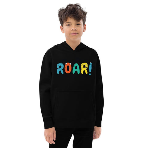 Black Roar Dinosaur Cartoon Kids Fleece Hoodie Cotton Heritage