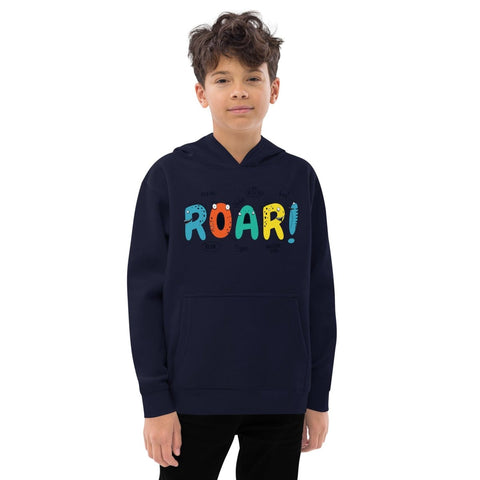 Navy Blazer Roar Dinosaur Cartoon Kids Fleece Hoodie Cotton Heritage