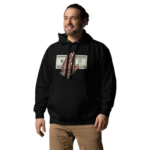 Black Tattooed Hand Holding Cash Unisex Premium Hoodie Cotton Heritage