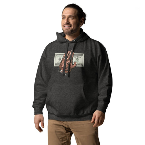 Charcoal Heather Tattooed Hand Holding Cash Unisex Premium Hoodie Cotton Heritage