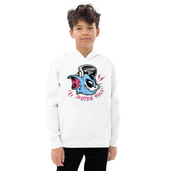 Custom printed urban cat hoodie for kids featuring graffiti art and a playful design.
