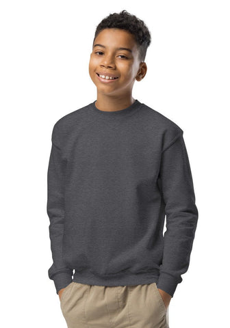 Dark Heather 18000B Youth Crew Neck Sweatshirt Gildan