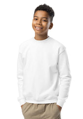 White 18000B Youth Crew Neck Sweatshirt Gildan