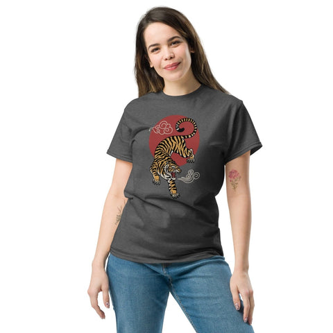 Dark Heather Asian Tiger Unisex Classic Tee Gildan