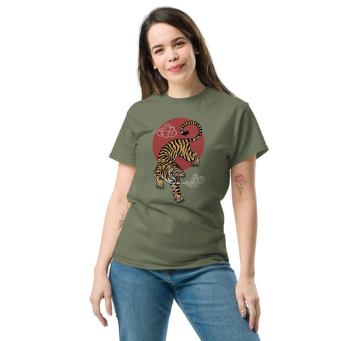 Military Green Asian Tiger Unisex Classic Tee Gildan