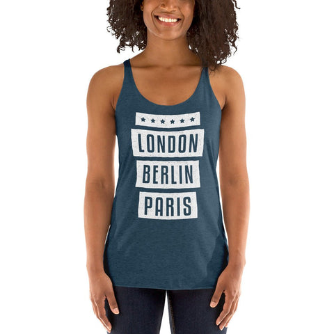 Indigo London Berlin Paris Womens Racerback Tank Top Next Level