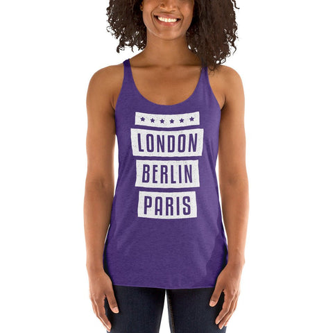 Purple Rush London Berlin Paris Womens Racerback Tank Top Next Level