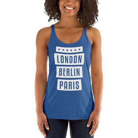 Vintage Royal London Berlin Paris Womens Racerback Tank Top Next Level