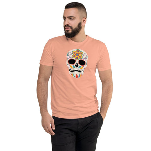 Desert Pink Mexican Ornamental Skull Mens Fitted T-Shirt Next Level