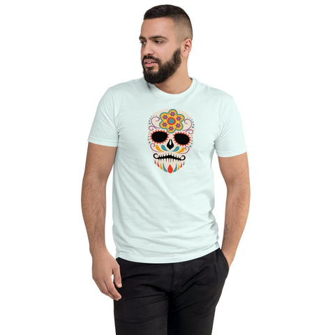 Light Blue Mexican Ornamental Skull Mens Fitted T-Shirt Next Level