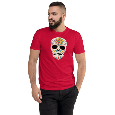 Red Mexican Ornamental Skull Mens Fitted T-Shirt Next Level