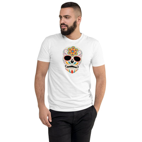 White Mexican Ornamental Skull Mens Fitted T-Shirt Next Level