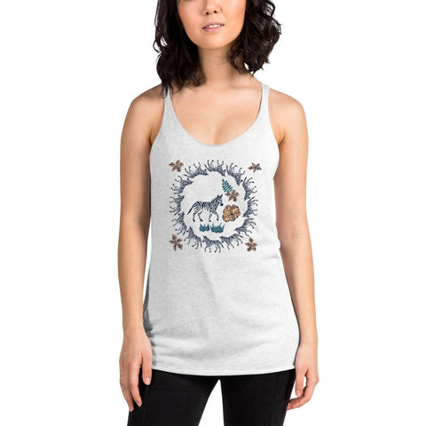 Heather White Modern Ornamental Zebra Womens Racerback Tank Top Next Level