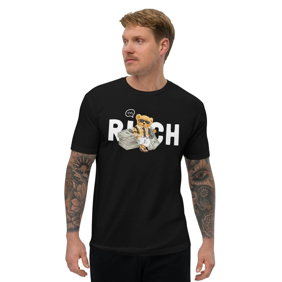 Black Rich Teddy Bear Mens Fitted T-Shirt Next Level