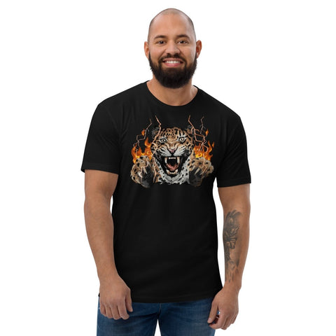 Black Roaring Leopard Men's Fitted T-Shirt Next Level