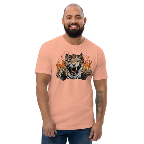 Desert Pink Roaring Leopard Men's Fitted T-Shirt Next Level