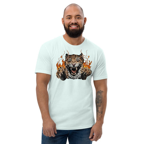 Light Blue Roaring Leopard Men's Fitted T-Shirt Next Level