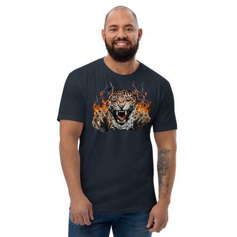 Midnight Navy Roaring Leopard Men's Fitted T-Shirt Next Level