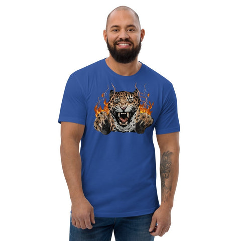 Royal Blue Roaring Leopard Men's Fitted T-Shirt Next Level