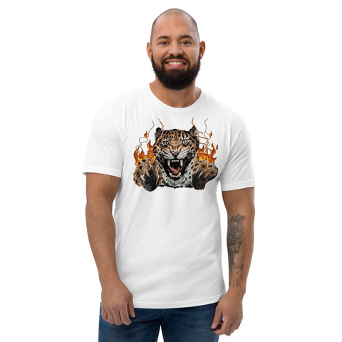 White Roaring Leopard Men's Fitted T-Shirt Next Level