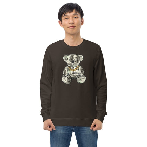 Deep Charcoal Grey Dollar Teddy Bear Unisex Organic Sweatshirt SOL'S