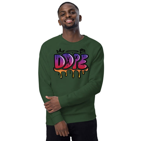 Bottle green Dope Graffiti Unisex Organic Raglan Sweatshirt SOL'S