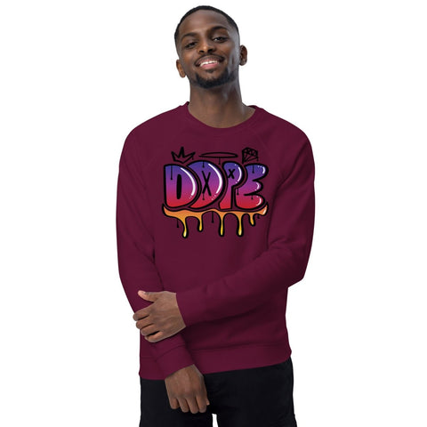 Burgundy Dope Graffiti Unisex Organic Raglan Sweatshirt SOL'S