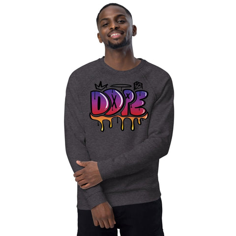 Charcoal Melange Dope Graffiti Unisex Organic Raglan Sweatshirt SOL'S