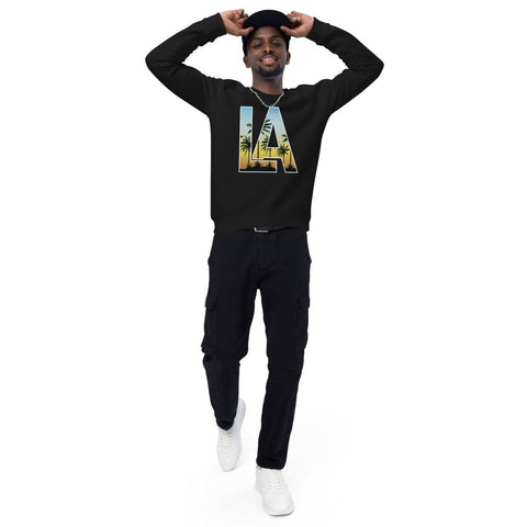 Black Los Angeles LA Unisex Organic Raglan Sweatshirt SOL'S