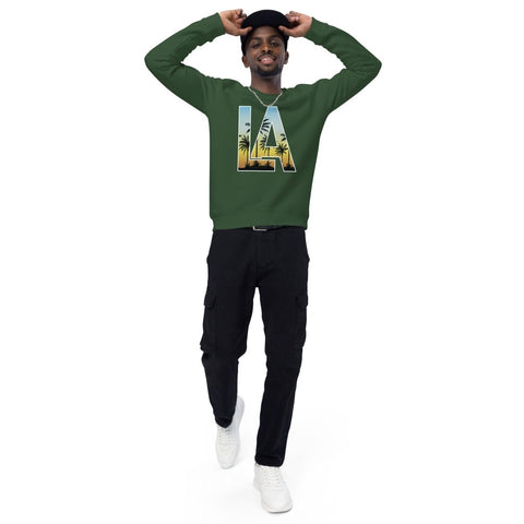 Bottle green Los Angeles LA Unisex Organic Raglan Sweatshirt SOL'S