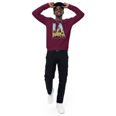 Burgundy Los Angeles LA Unisex Organic Raglan Sweatshirt SOL'S