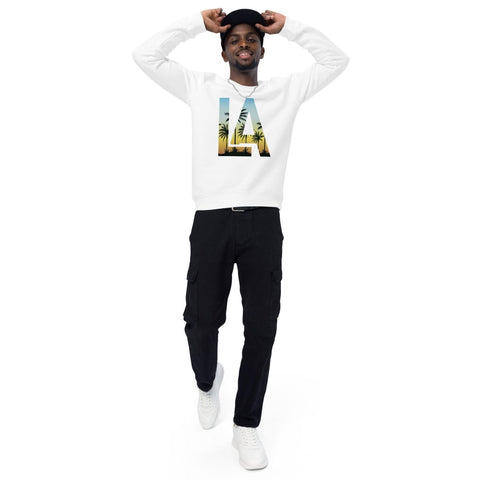 White Los Angeles LA Unisex Organic Raglan Sweatshirt SOL'S