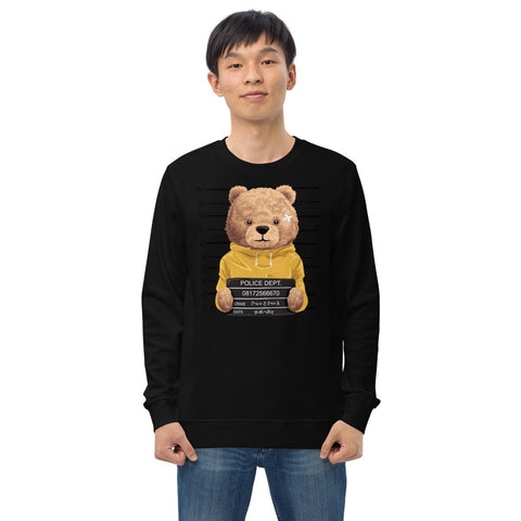 Black Teddy Bear Mugshot Unisex Organic Sweatshirt SOL'S