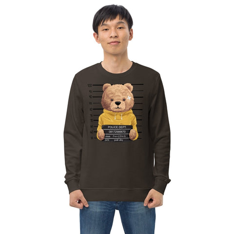 Deep Charcoal Grey Teddy Bear Mugshot Unisex Organic Sweatshirt SOL'S